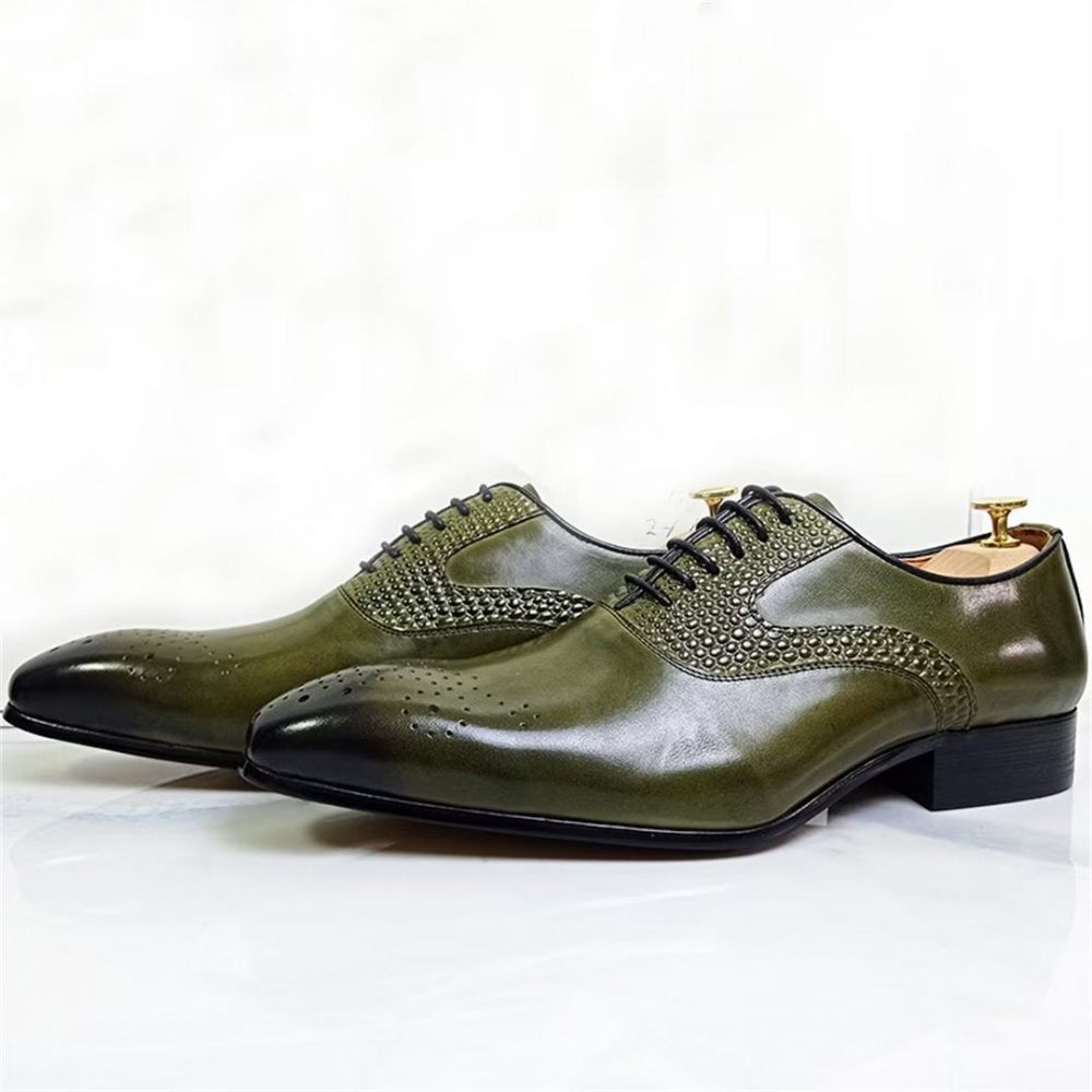 Chaussures Formelles Pour Hommes Habillées À Bout Pointu Véritable Élégance - Vert