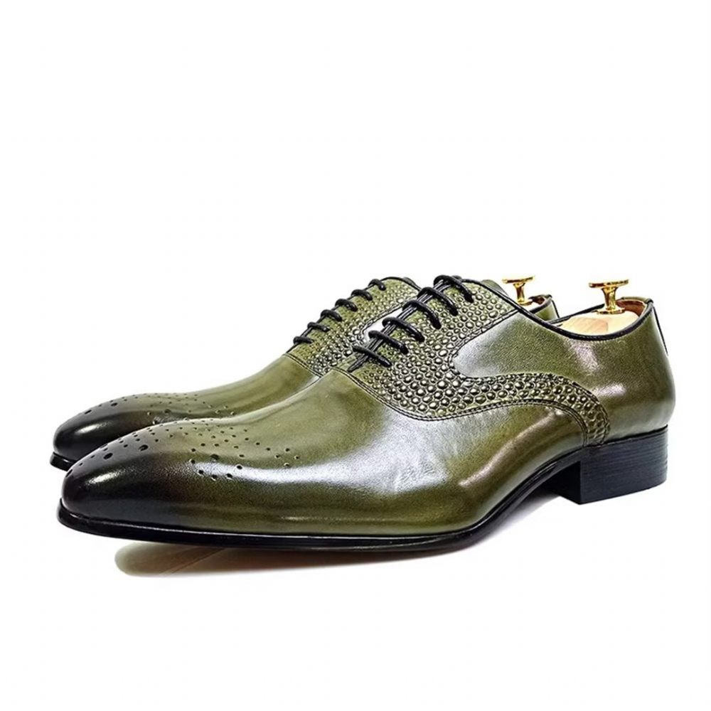 Chaussures Formelles Pour Hommes Habillées À Bout Pointu Véritable Élégance - Vert