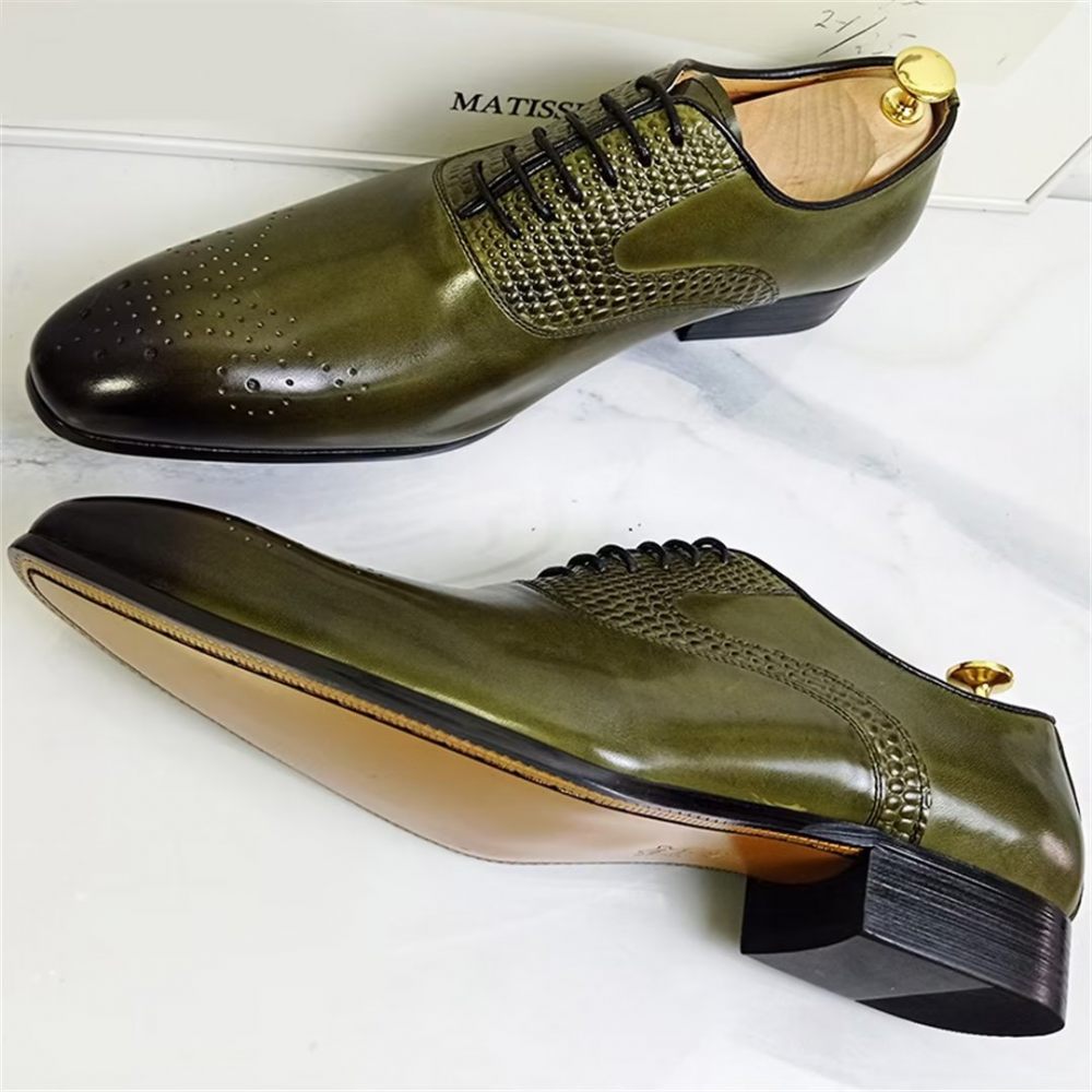 Chaussures Formelles Pour Hommes Habillées À Bout Pointu Véritable Élégance - Vert