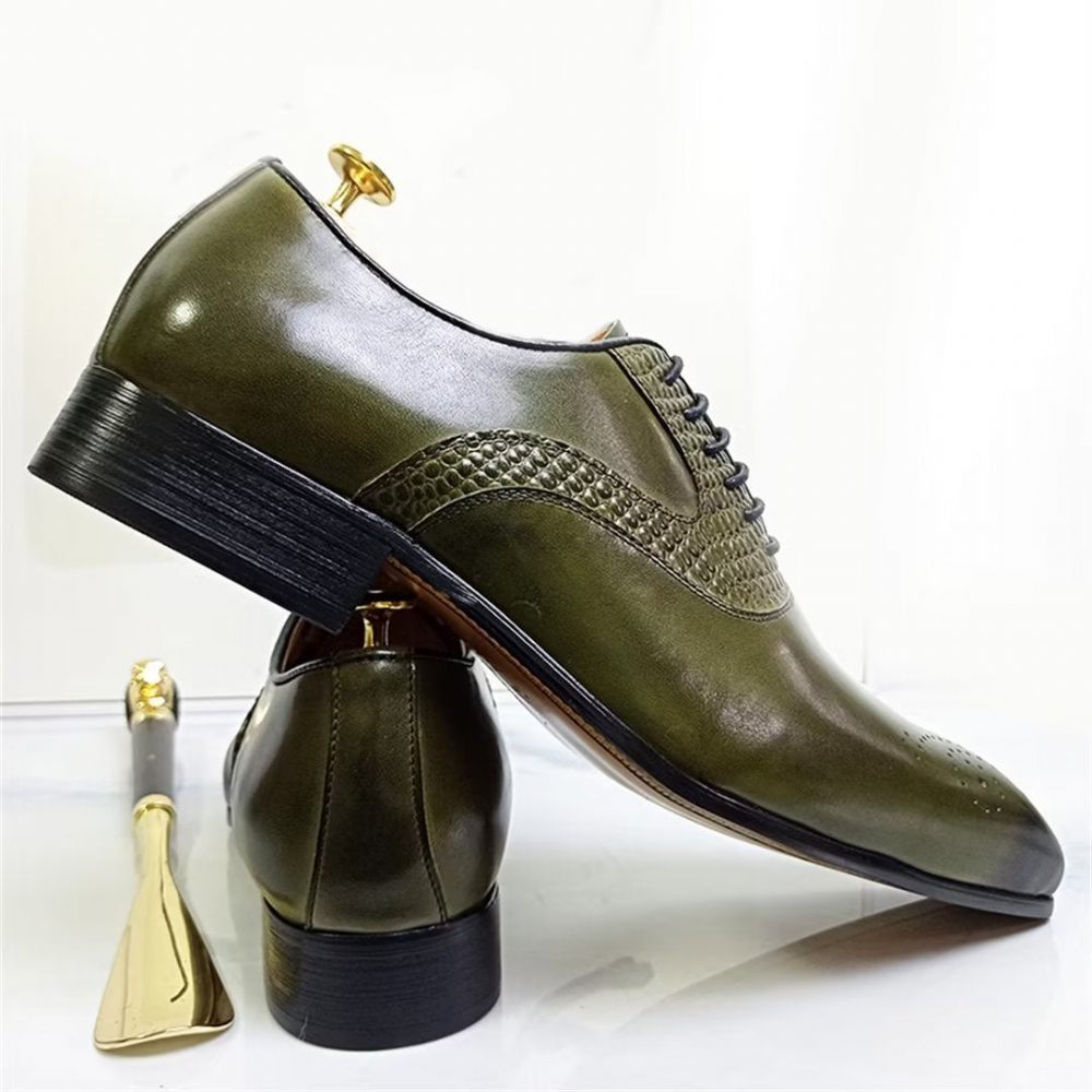 Chaussures Formelles Pour Hommes Habillées À Bout Pointu Véritable Élégance - Vert