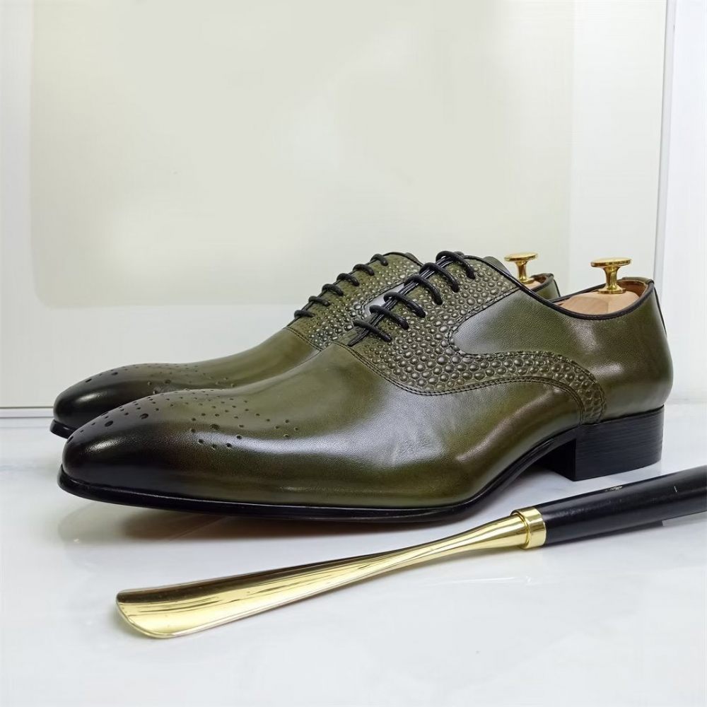 Chaussures Formelles Pour Hommes Habillées À Bout Pointu Véritable Élégance - Vert