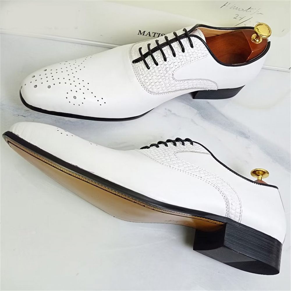 Chaussures Formelles Pour Hommes Habillées À Bout Pointu Véritable Élégance - Blanc