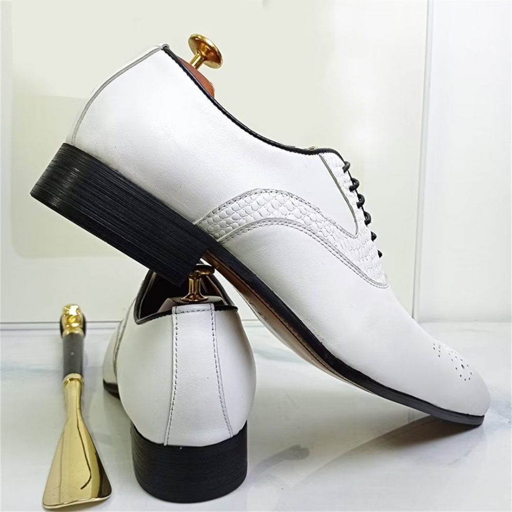 Chaussures Formelles Pour Hommes Habillées À Bout Pointu Véritable Élégance - Blanc