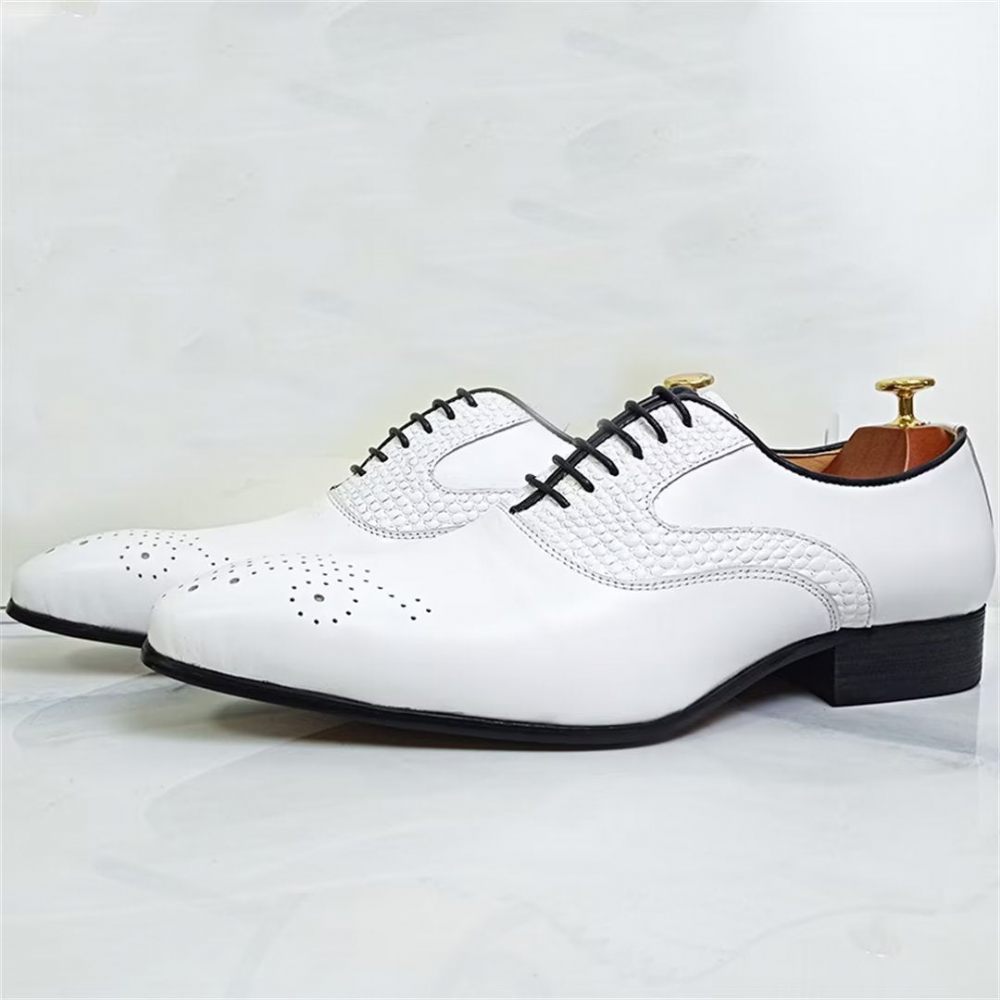 Chaussures Formelles Pour Hommes Habillées À Bout Pointu Véritable Élégance - Blanc