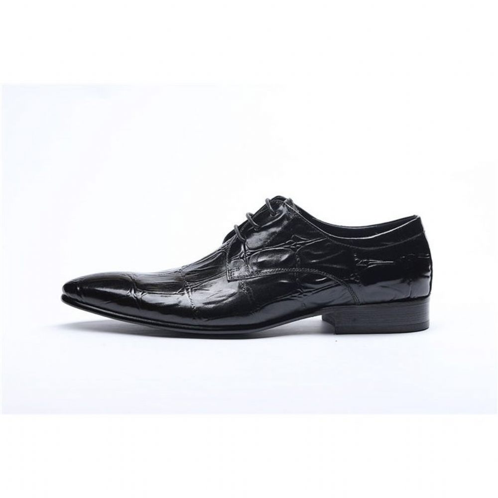 Chaussures Formelles Pour Hommes Habillées Brogue À Lacets Exquises Bout Pointu - Noir