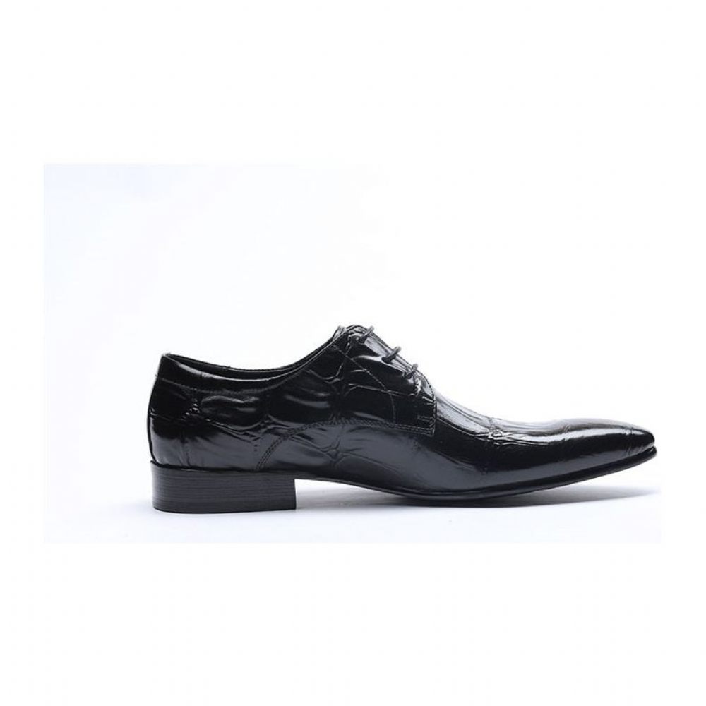 Chaussures Formelles Pour Hommes Habillées Brogue À Lacets Exquises Bout Pointu - Noir