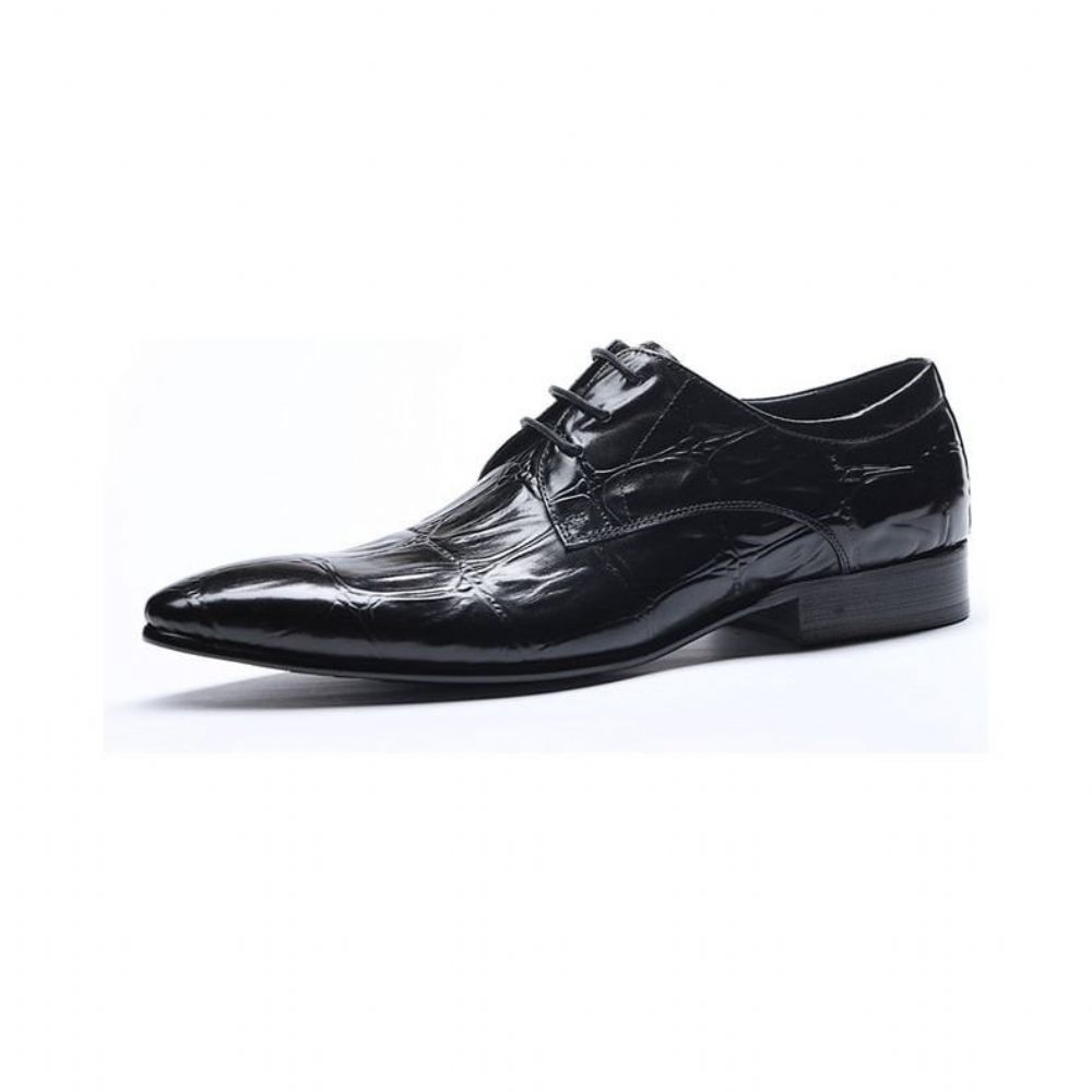 Chaussures Formelles Pour Hommes Habillées Brogue À Lacets Exquises Bout Pointu - Noir