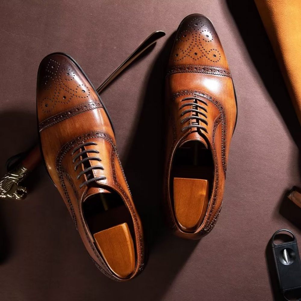 Chaussures Formelles Pour Hommes Habillées Brogues Chics - Café