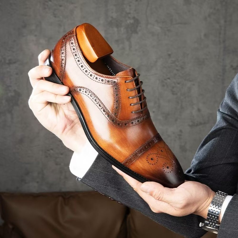 Chaussures Formelles Pour Hommes Habillées Brogues Chics - Café