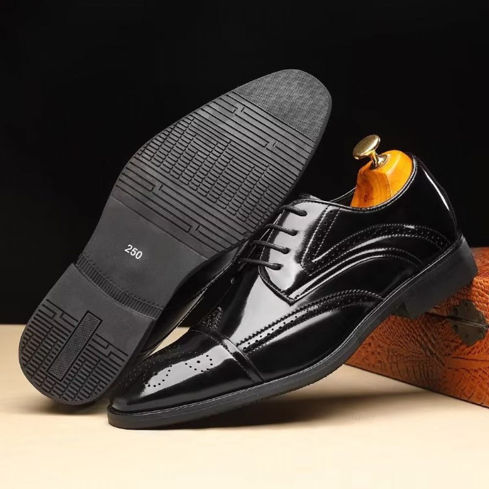 Chaussures Formelles Pour Hommes Habillées Chics À Bout Pointu Derby - Noir