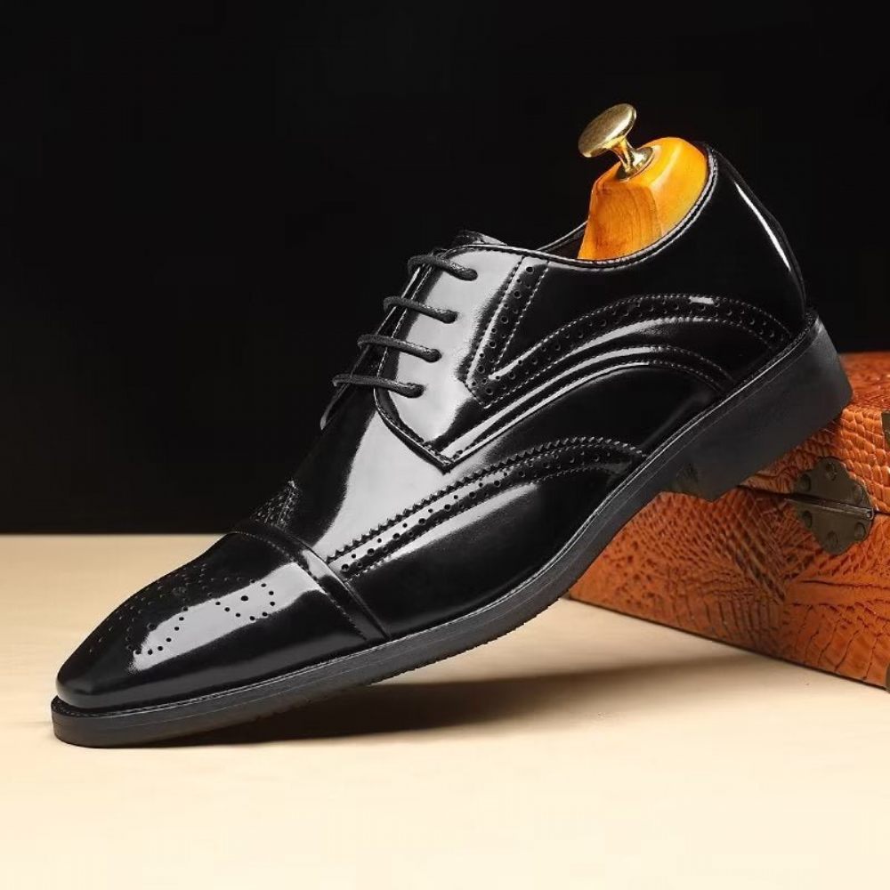 Chaussures Formelles Pour Hommes Habillées Chics À Bout Pointu Derby - Noir