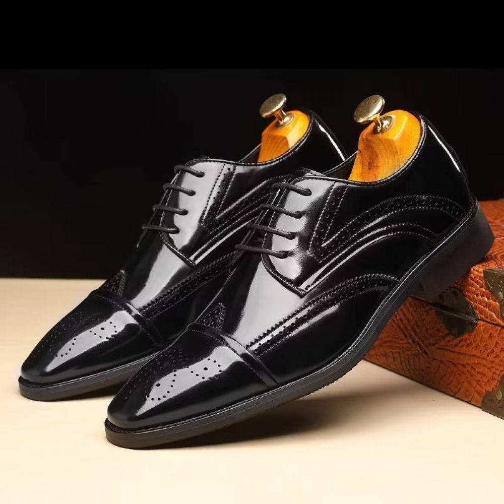 Chaussures Formelles Pour Hommes Habillées Chics À Bout Pointu Derby - Noir