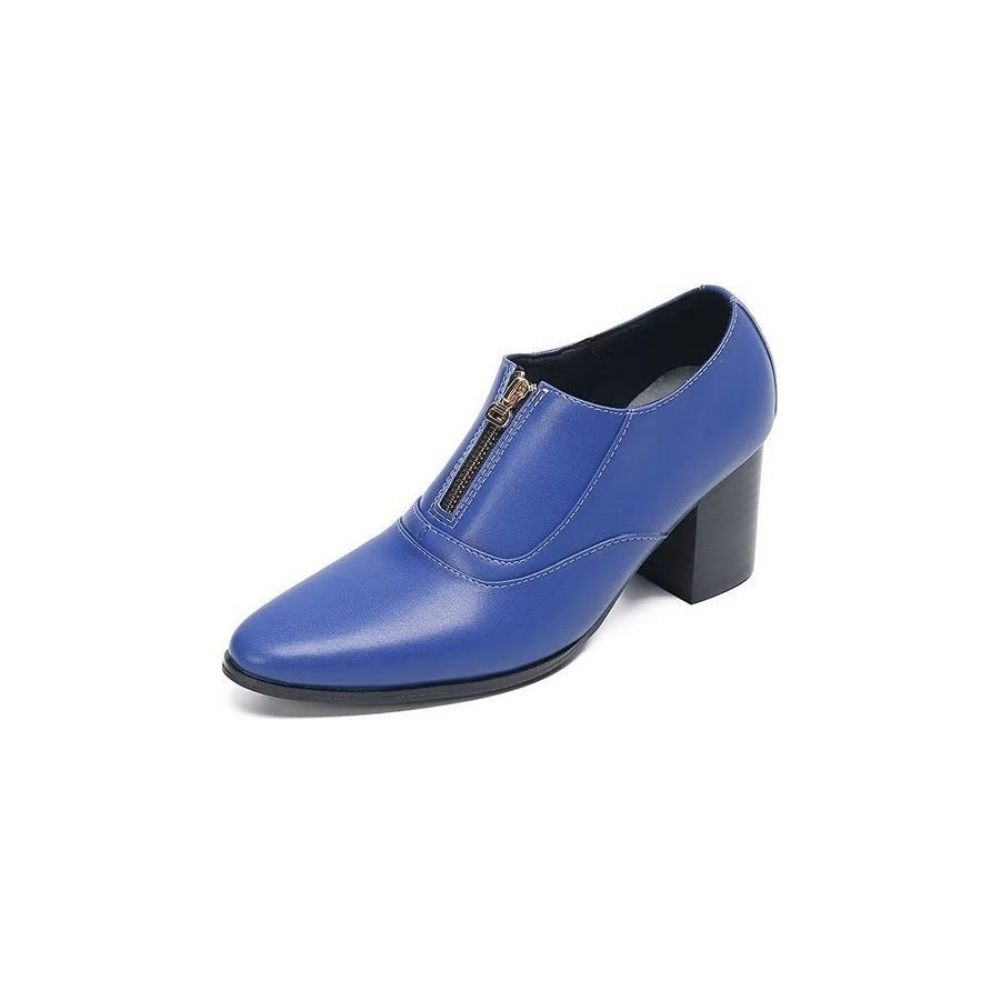 Chaussures Formelles Pour Hommes Habillées Chics À Enfiler Cuir Véritable - Bleu