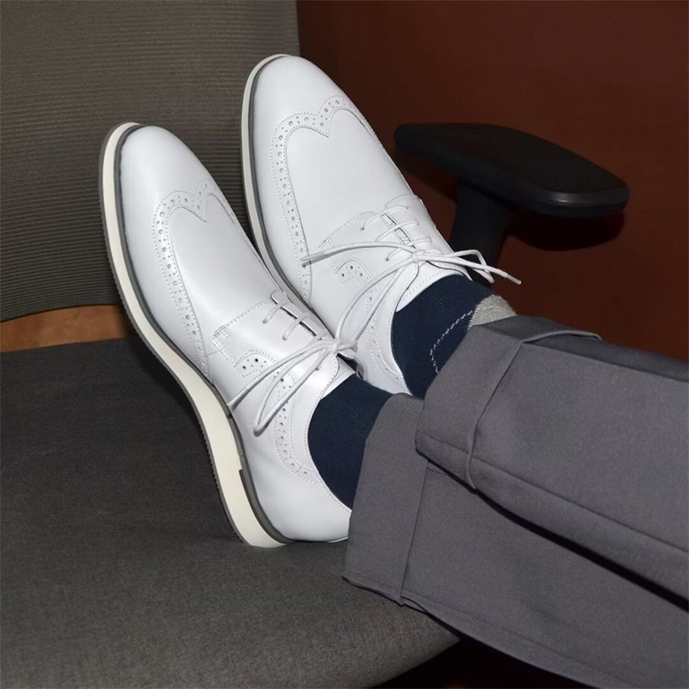 Chaussures Formelles Pour Hommes Habillées Chics À Lacets - Blanc