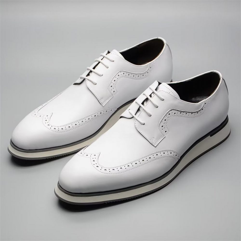 Chaussures Formelles Pour Hommes Habillées Chics À Lacets - Blanc