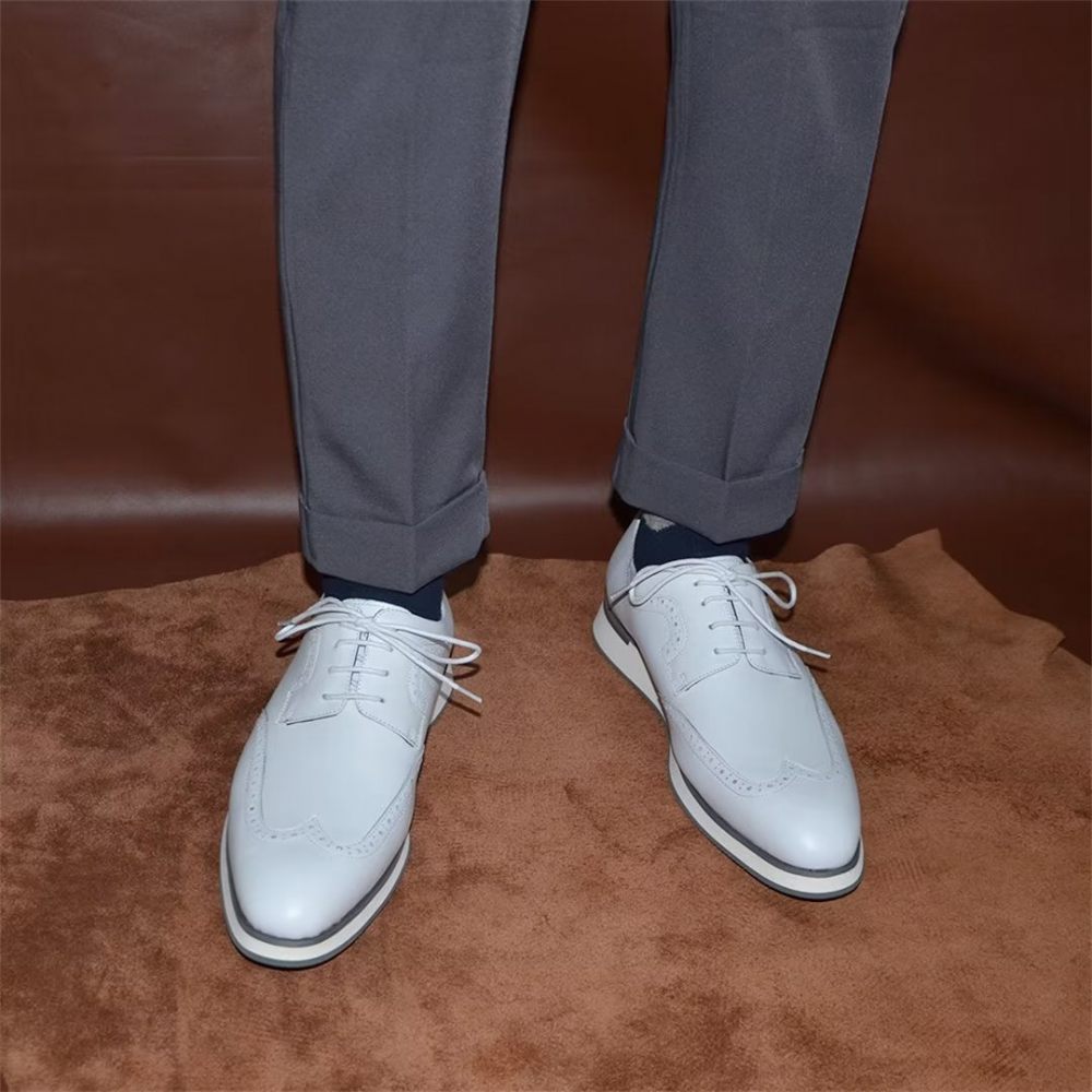 Chaussures Formelles Pour Hommes Habillées Chics À Lacets - Blanc