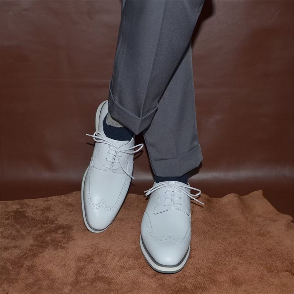 Chaussures Formelles Pour Hommes Habillées Chics À Lacets - Blanc