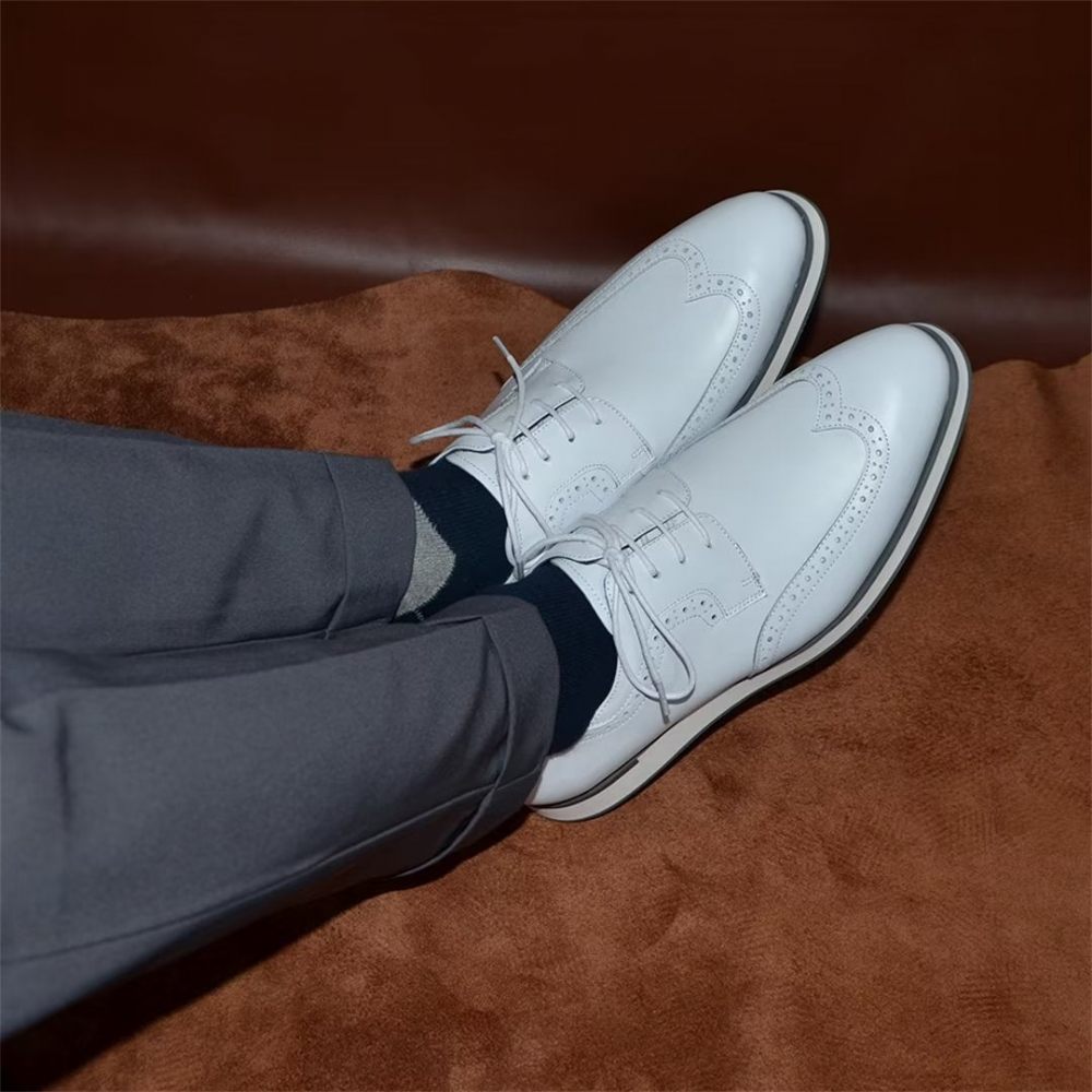 Chaussures Formelles Pour Hommes Habillées Chics À Lacets - Blanc