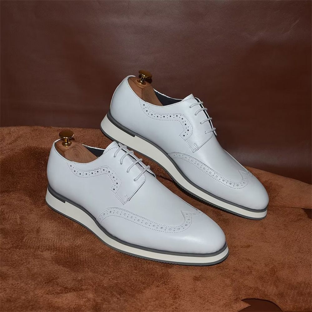 Chaussures Formelles Pour Hommes Habillées Chics À Lacets - Blanc