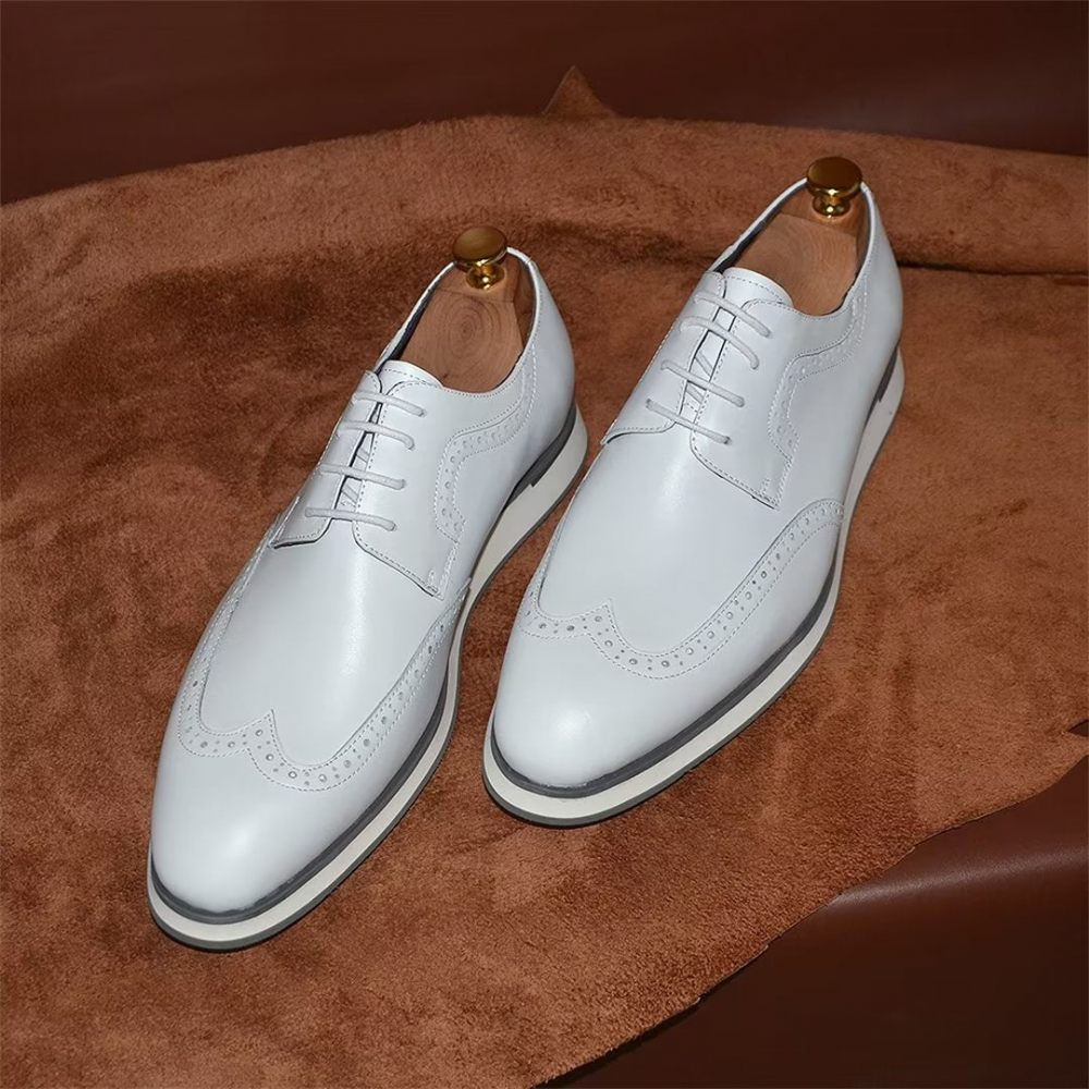 Chaussures Formelles Pour Hommes Habillées Chics À Lacets - Blanc