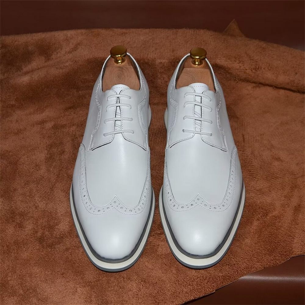 Chaussures Formelles Pour Hommes Habillées Chics À Lacets - Blanc