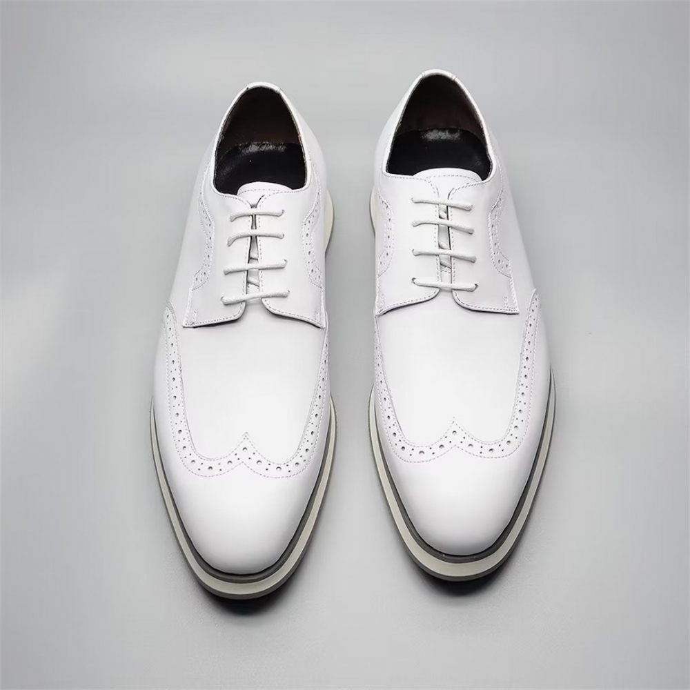 Chaussures Formelles Pour Hommes Habillées Chics À Lacets - Blanc