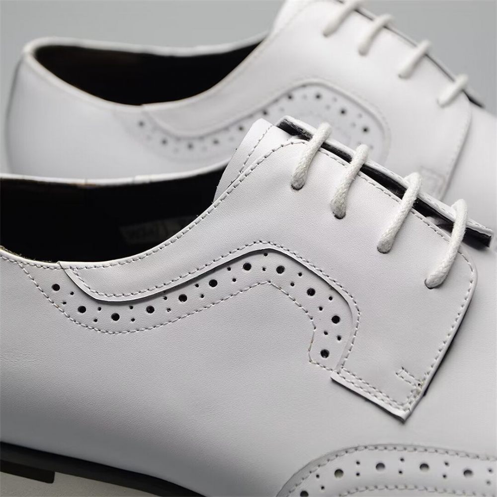 Chaussures Formelles Pour Hommes Habillées Chics À Lacets - Blanc