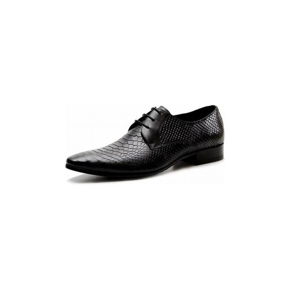 Chaussures Formelles Pour Hommes Habillées Chics À Lacets Peau Serpent - Noir