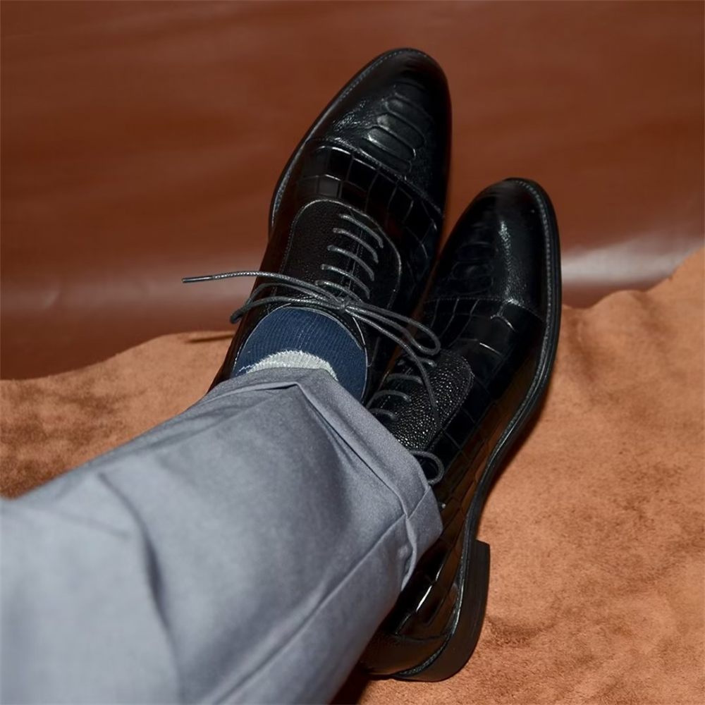 Chaussures Formelles Pour Hommes Habillées Contemporaines À Lacets - Noir