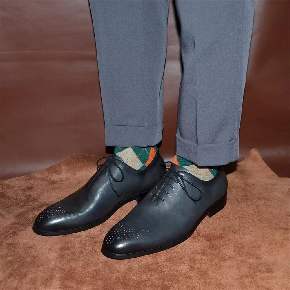 Chaussures Formelles Pour Hommes Habillées Cuir À Charme Métropolitain - Gris