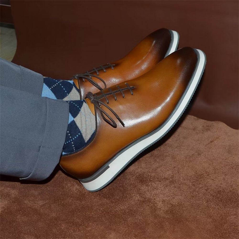 Chaussures Formelles Pour Hommes Habillées Cuir Classiques Raffinées - Marron