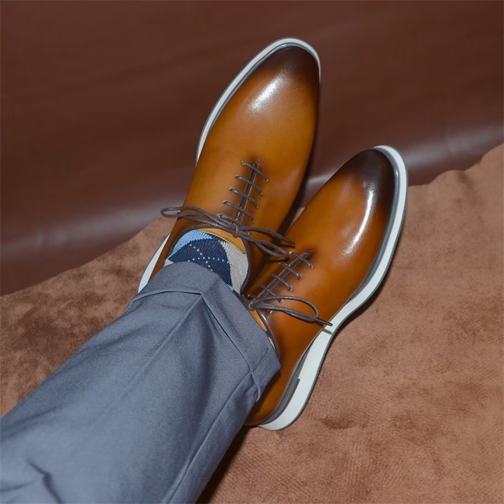 Chaussures Formelles Pour Hommes Habillées Cuir Classiques Raffinées - Marron