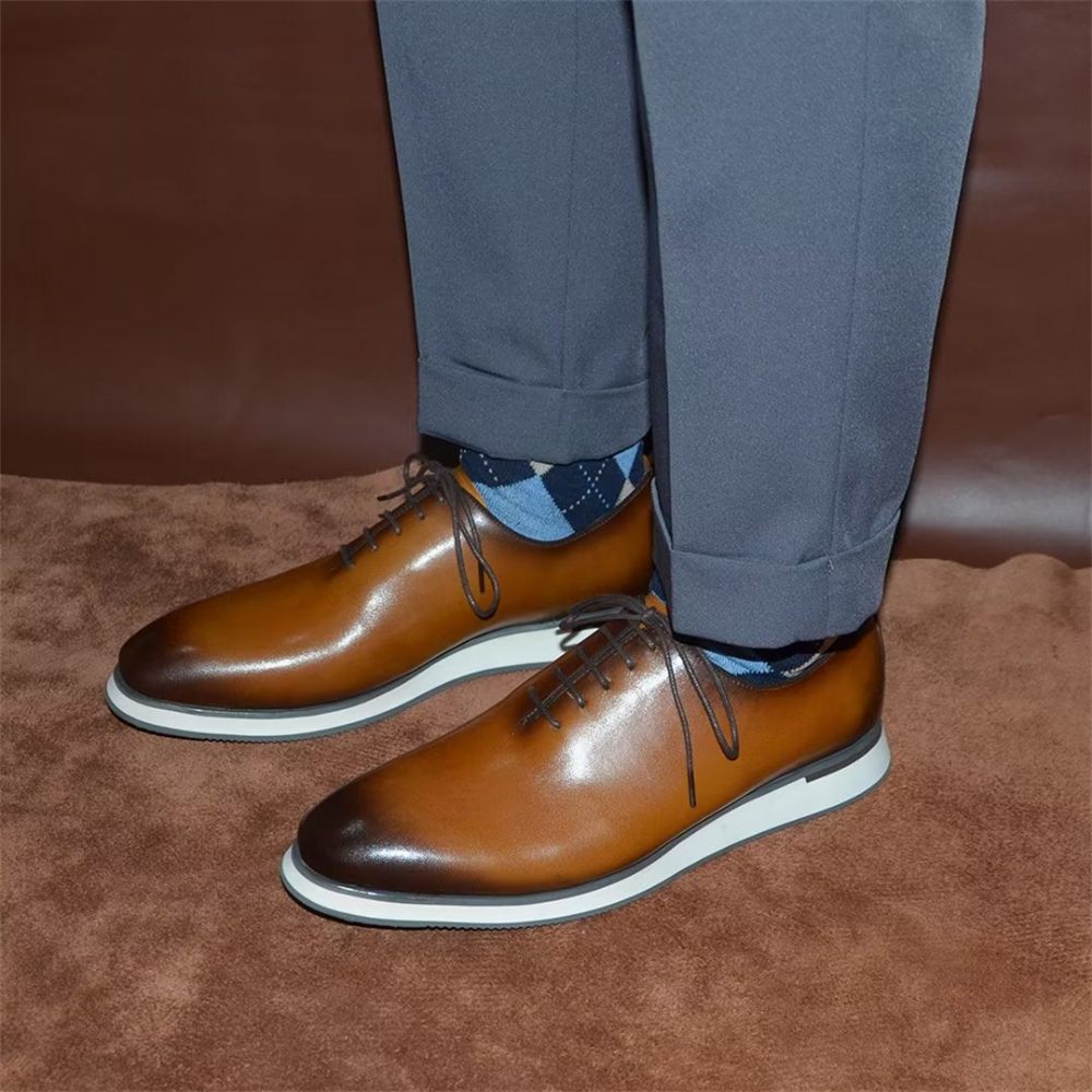 Chaussures Formelles Pour Hommes Habillées Cuir Classiques Raffinées - Marron