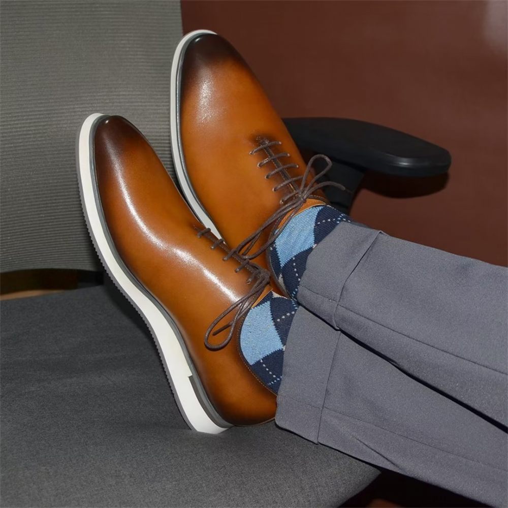 Chaussures Formelles Pour Hommes Habillées Cuir Classiques Raffinées - Marron