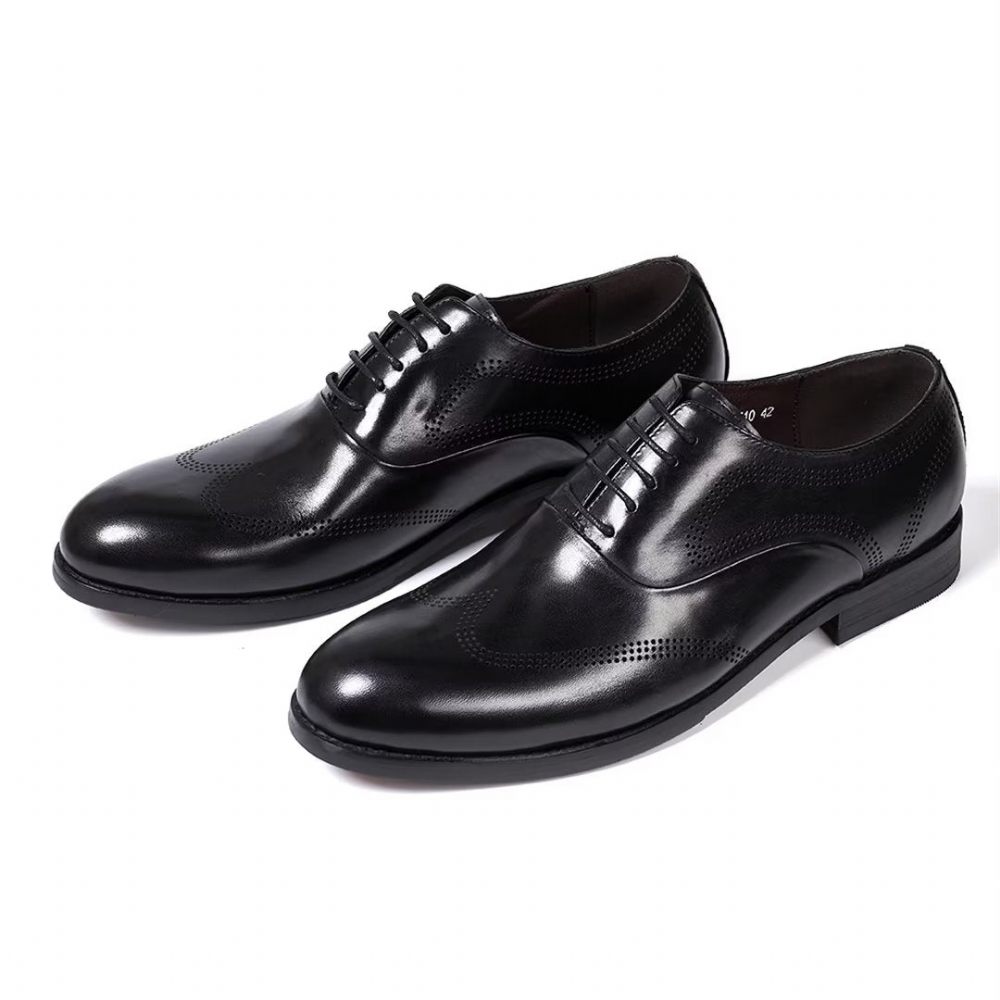 Chaussures Formelles Pour Hommes Habillées Cuir Dapper Classiques - Noir