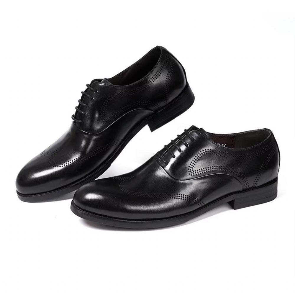 Chaussures Formelles Pour Hommes Habillées Cuir Dapper Classiques - Noir