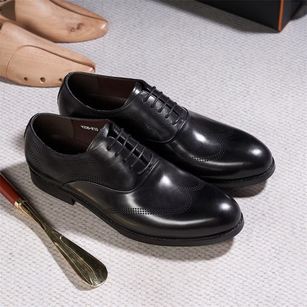 Chaussures Formelles Pour Hommes Habillées Cuir Dapper Classiques - Noir