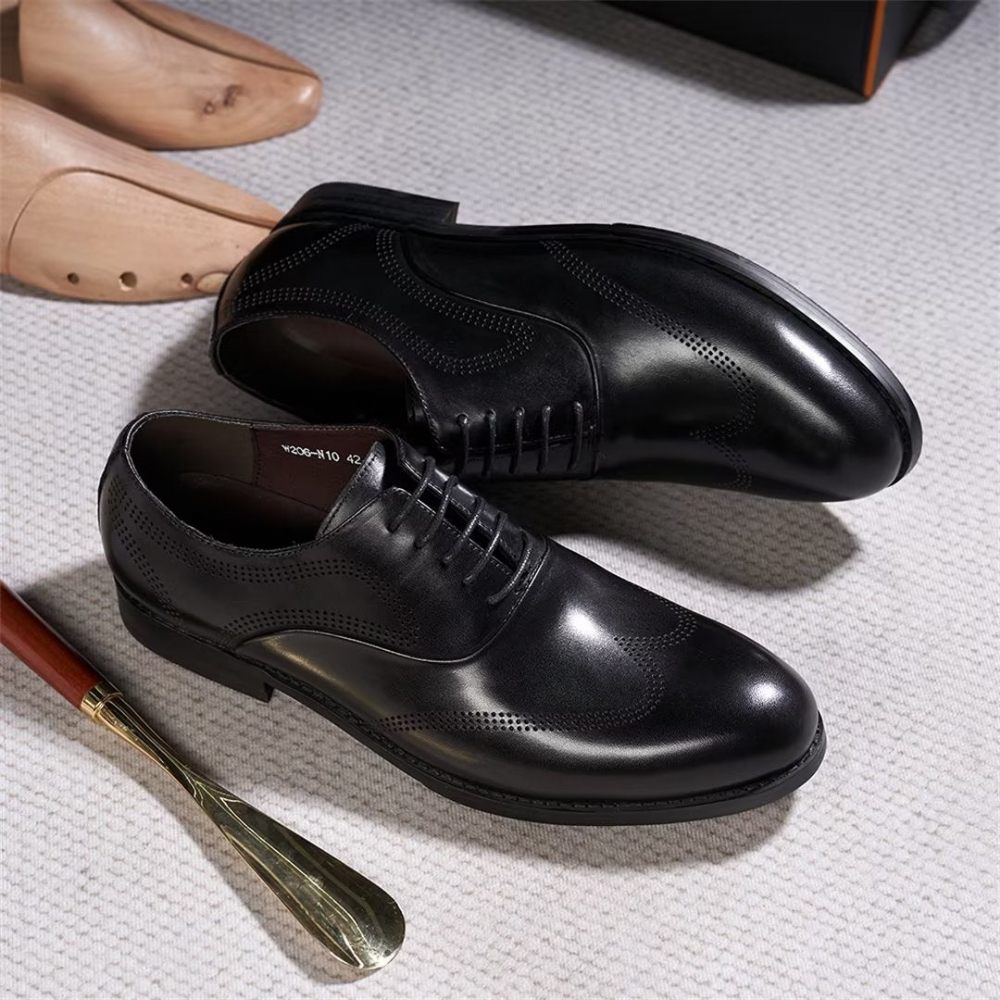 Chaussures Formelles Pour Hommes Habillées Cuir Dapper Classiques - Noir