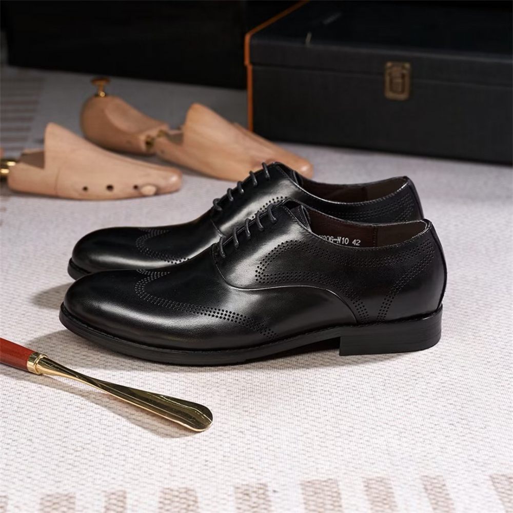 Chaussures Formelles Pour Hommes Habillées Cuir Dapper Classiques - Noir