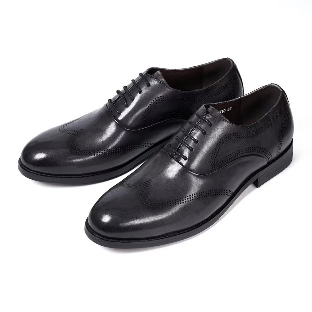 Chaussures Formelles Pour Hommes Habillées Cuir Dapper Classiques - Gris