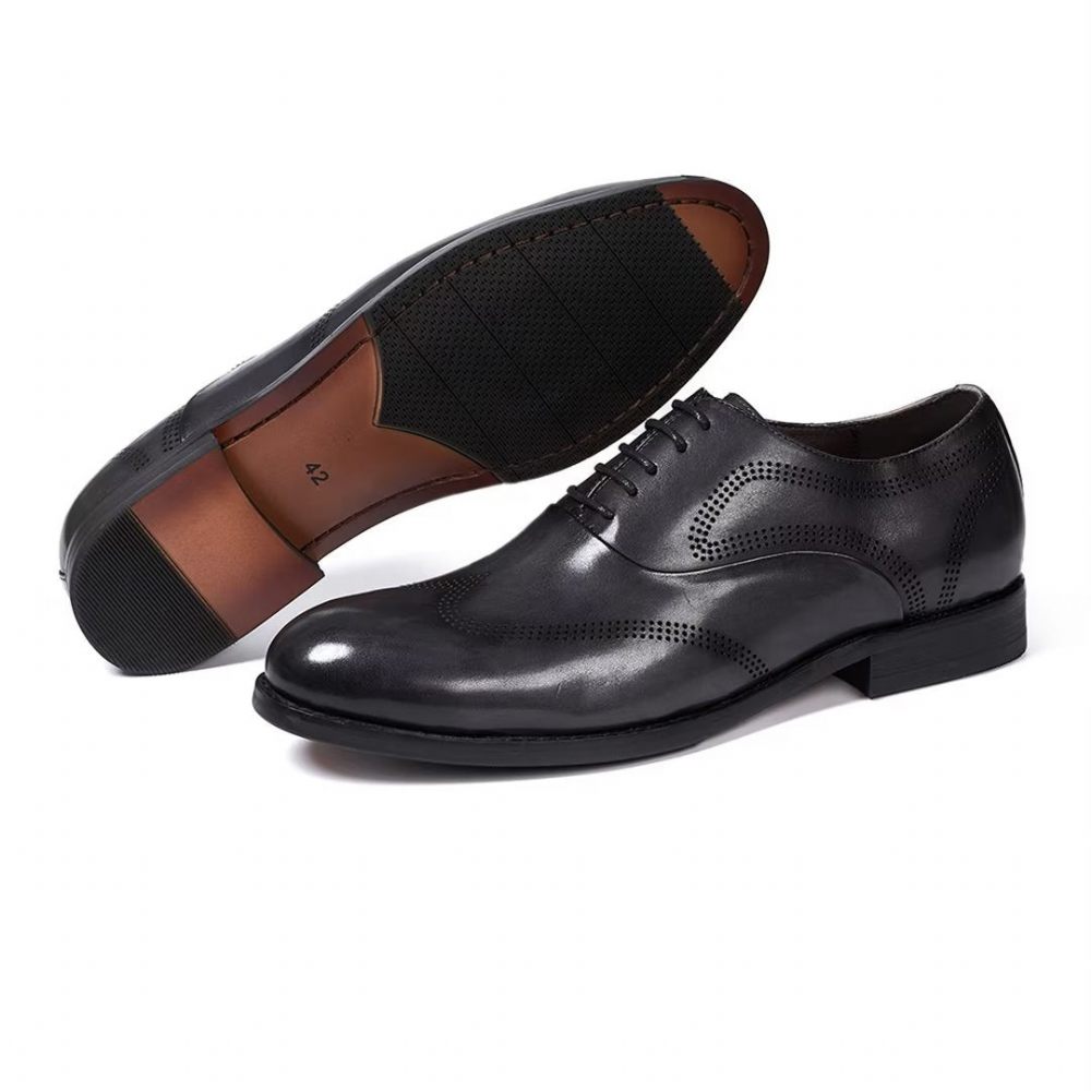 Chaussures Formelles Pour Hommes Habillées Cuir Dapper Classiques - Gris