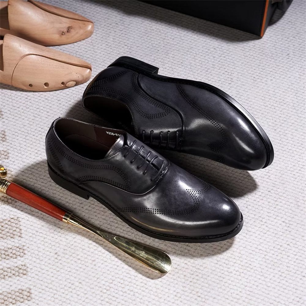 Chaussures Formelles Pour Hommes Habillées Cuir Dapper Classiques - Gris