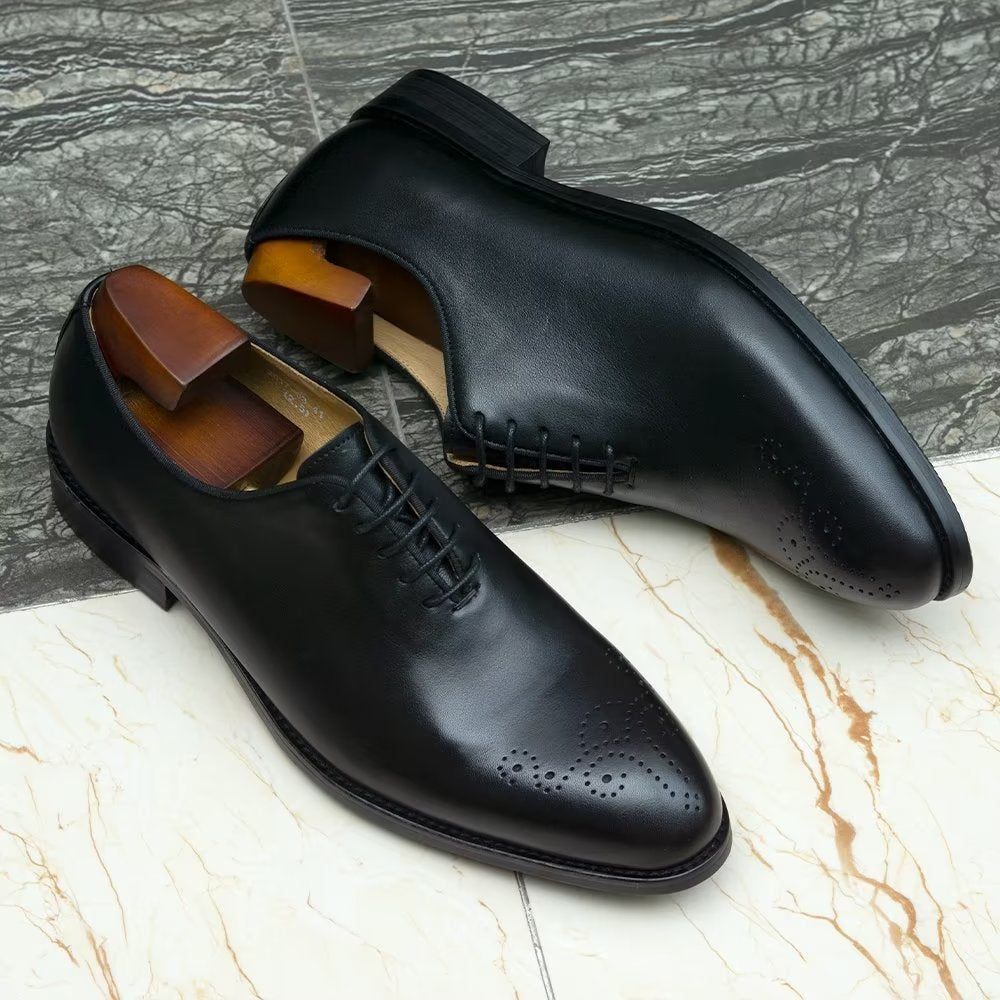 Chaussures Formelles Pour Hommes Habillées Cuir Exquis À Bout D'aile - Noir