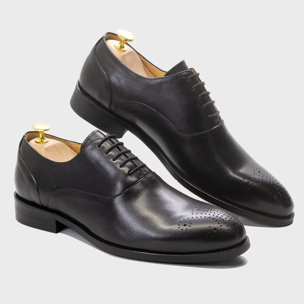 Chaussures Formelles Pour Hommes Habillées Cuir Exquis À Bout D'aile - Noir