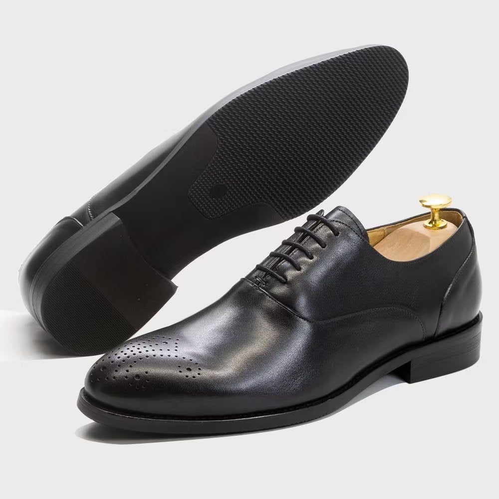 Chaussures Formelles Pour Hommes Habillées Cuir Exquis À Bout D'aile - Noir