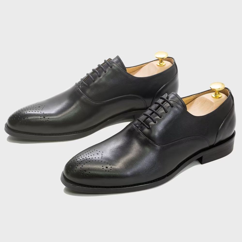 Chaussures Formelles Pour Hommes Habillées Cuir Exquis À Bout D'aile - Noir