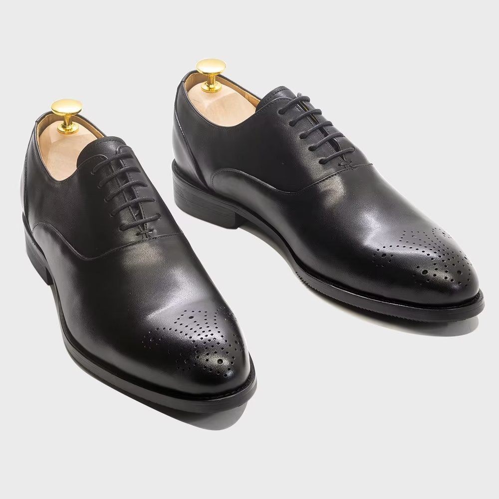 Chaussures Formelles Pour Hommes Habillées Cuir Exquis À Bout D'aile - Noir