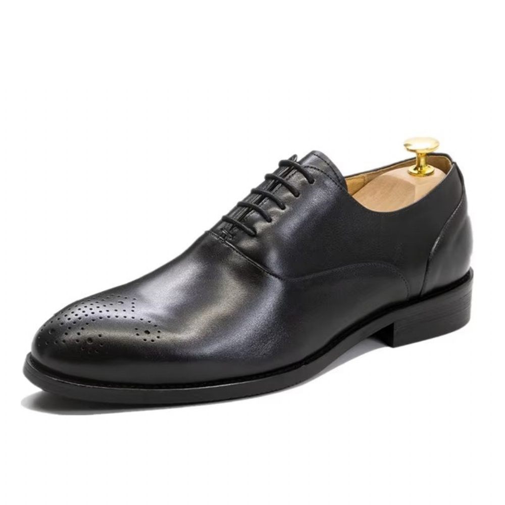 Chaussures Formelles Pour Hommes Habillées Cuir Exquis À Bout D'aile - Noir