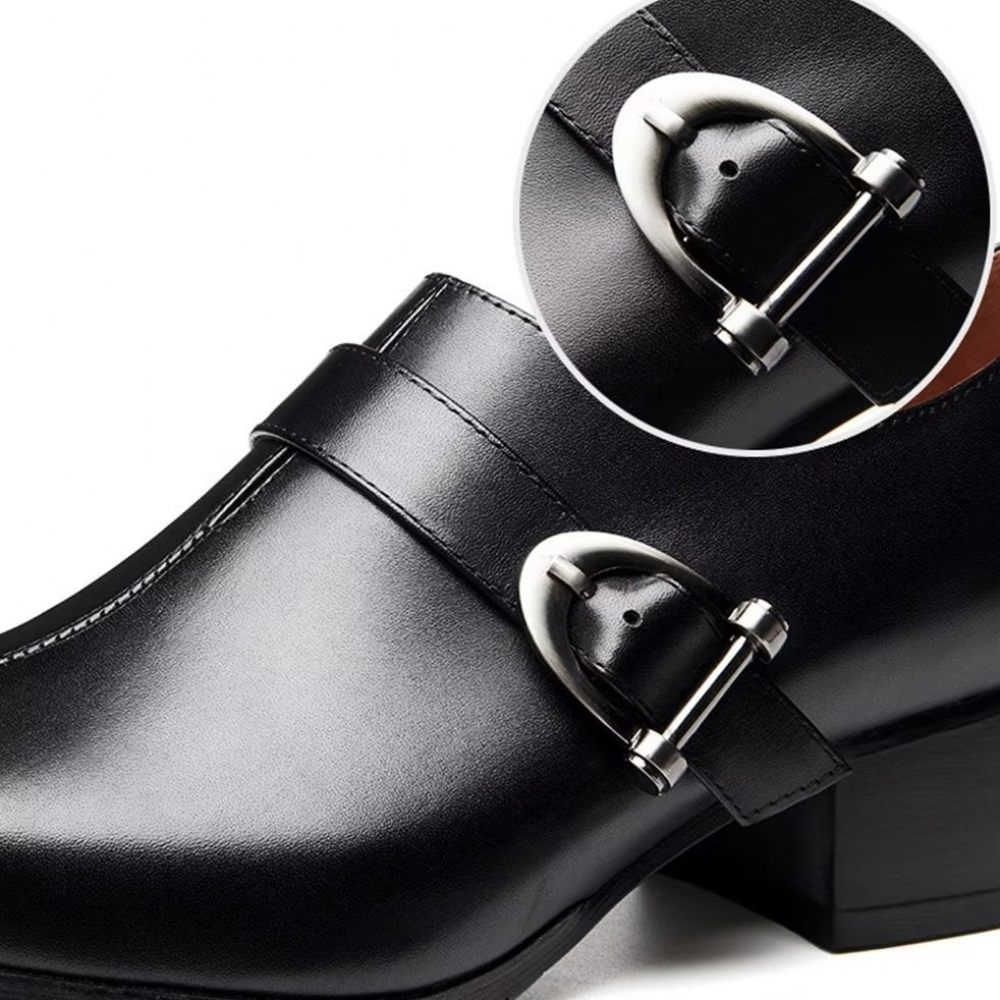 Chaussures Formelles Pour Hommes Habillées Cuir Exquis À Lanière Moine - Noir