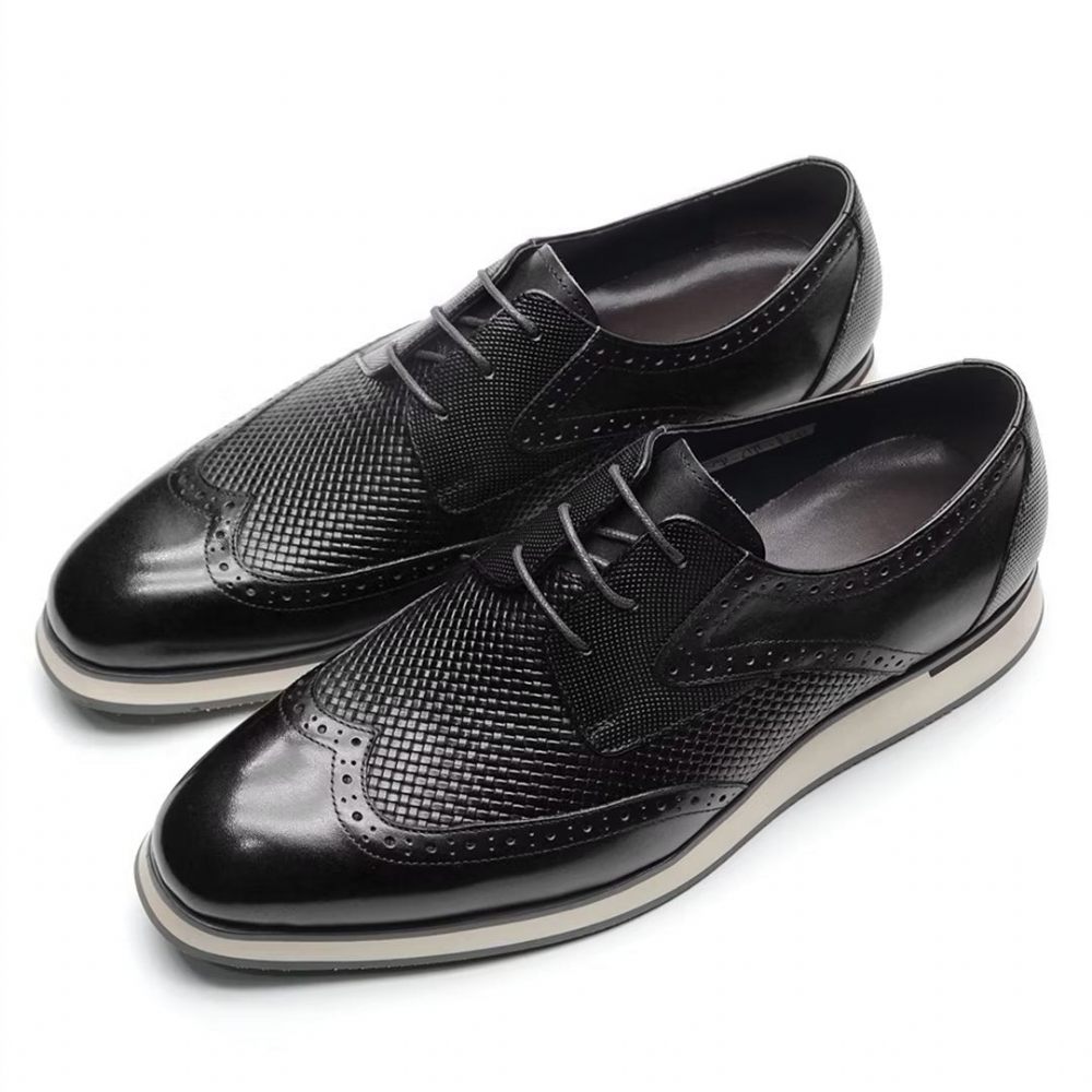 Chaussures Formelles Pour Hommes Habillées Cuir À Lacets Distinctives - Noir